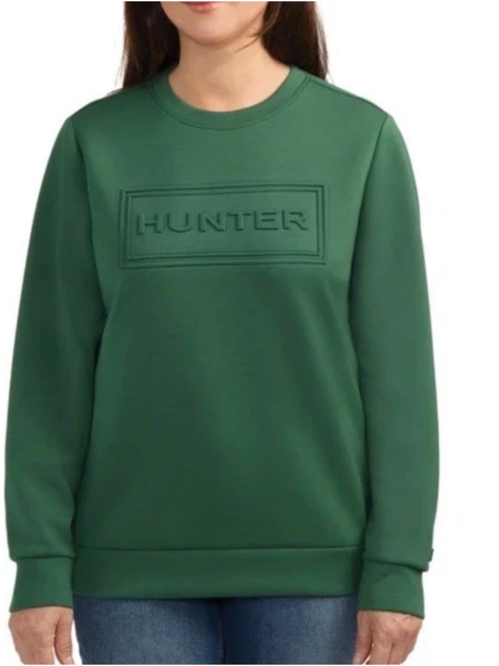 Hunter Women's Green Embossed Logo Crewneck Sweatshirt